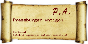 Pressburger Antigon névjegykártya
